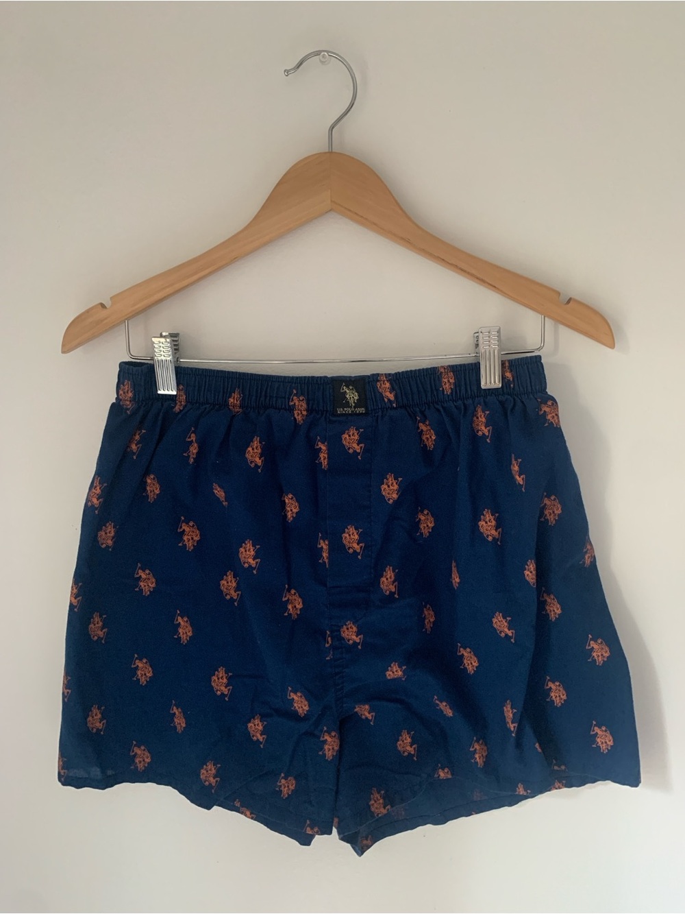 U.S. Polo Assn. Navy Boxer Shorts with Orange Pony Print